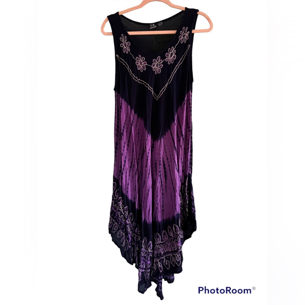 S.R Fashion purple and black flower dress